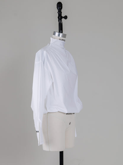 Natalie/bottle neck drape blouse
