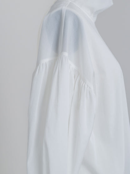 【ORDER】Dwight / sheer high neck dual blouse