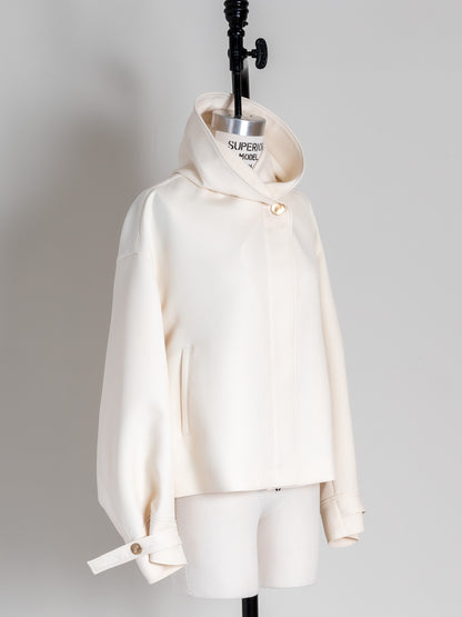 【予約販売】Violetta / switch neck feather short coat（perl/midnight/noir）