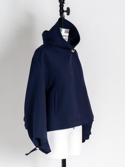 Violetta / switch neck feather short coat（perl/midnight/noir）