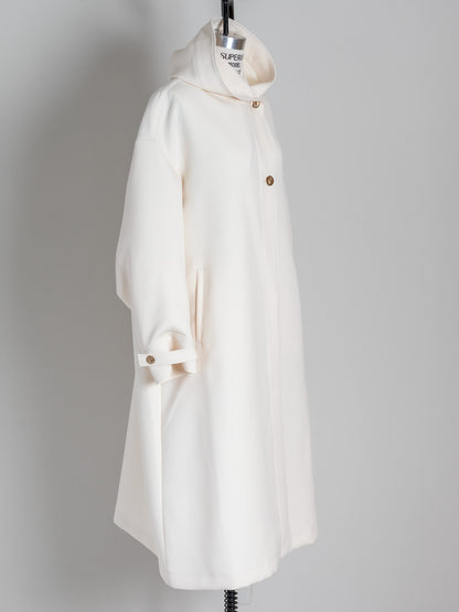 Irene / switch neck feather long coat（perl/midnight/noir）