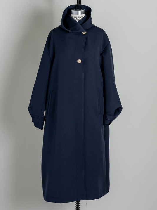 Irene / switch neck feather long coat（perl/midnight/noir）