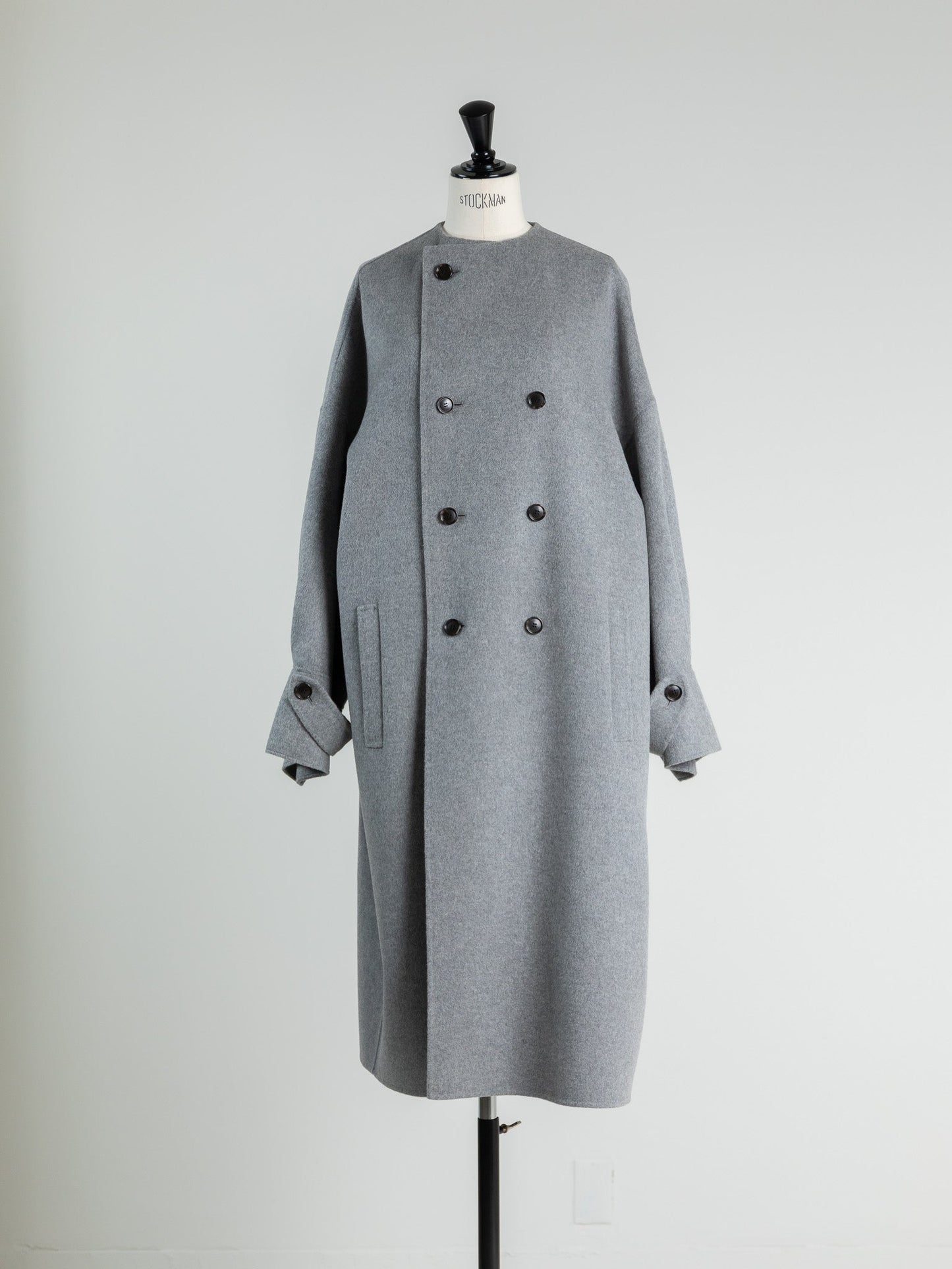 Gabriella/long oval coat (BLACK/GRAY)