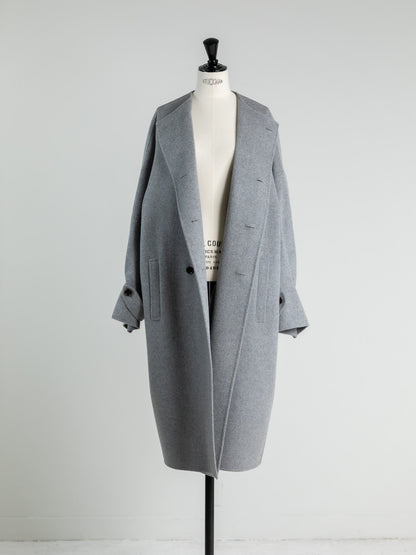 Gabriella/long oval coat　(BLACK/GRAY)