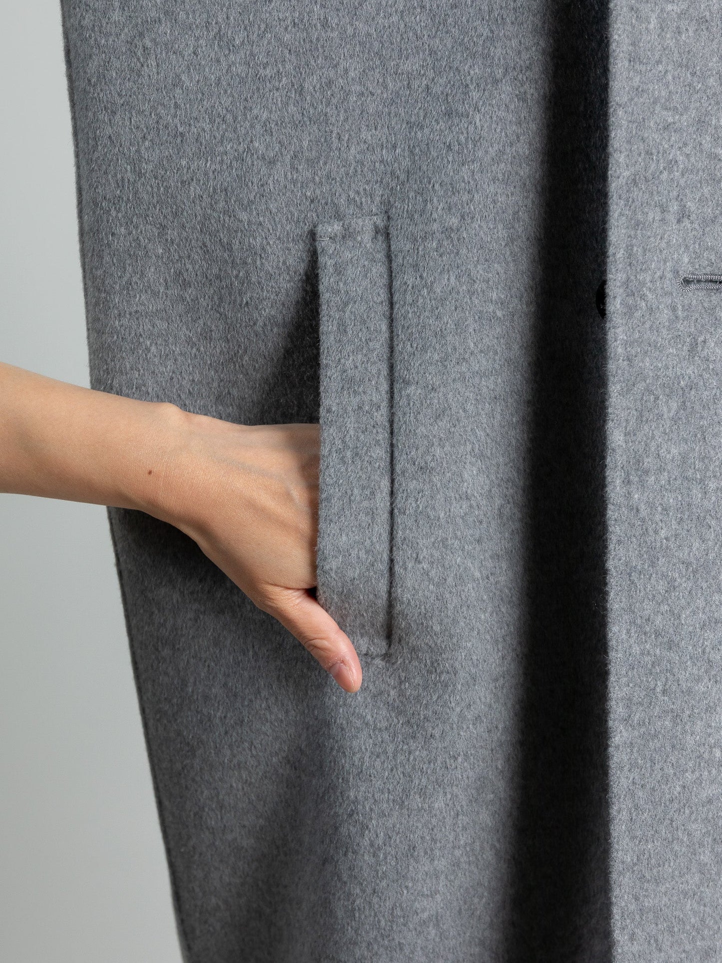 Gabriella/long oval coat (BLACK/GRAY)