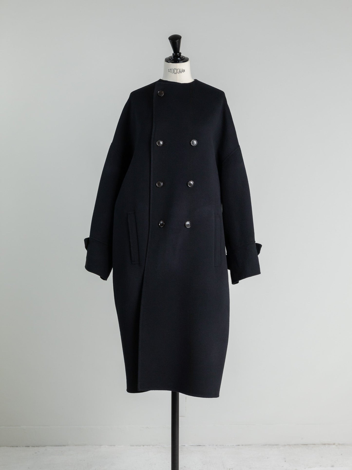 Gabriella/long oval coat (BLACK/GRAY)