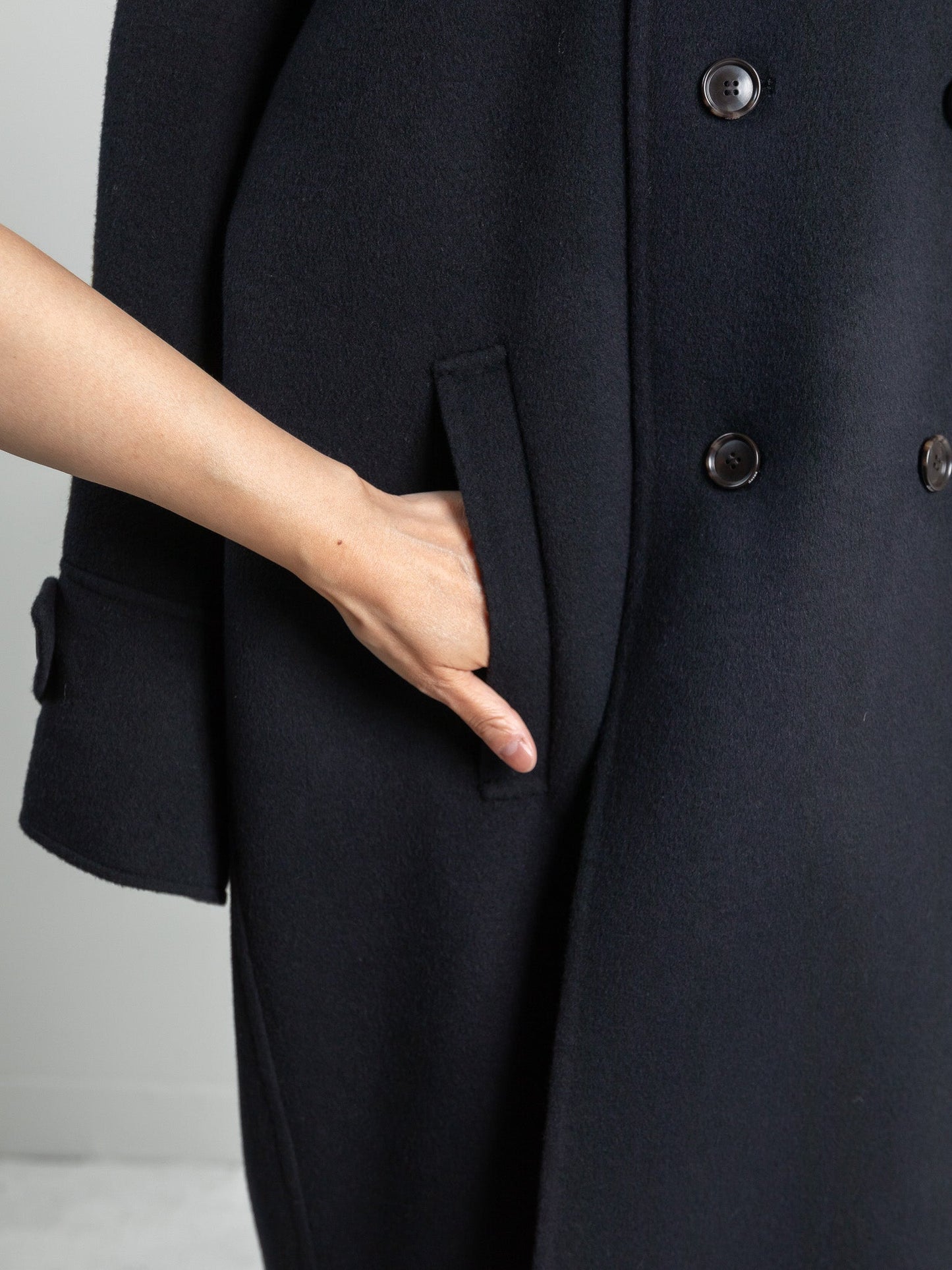 Gabriella/long oval coat (BLACK/GRAY)
