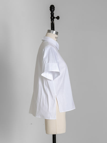Bridget / half sleeve blouse(sugar/sesame/chocolate)