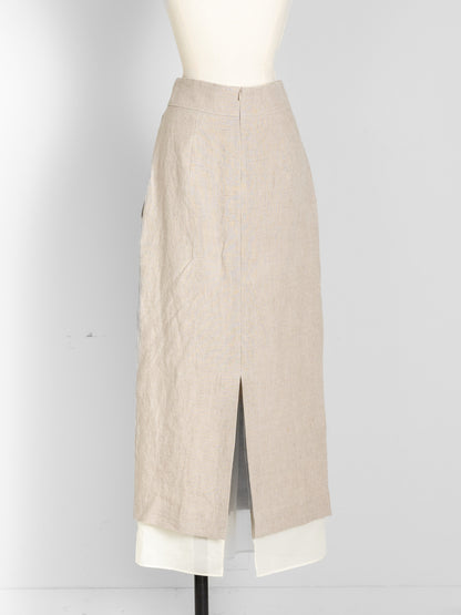 Nina / squeeze linen skirt (sand/carbon/cloud)