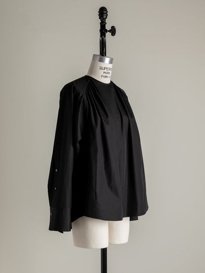 Hope / deres thomas maison cotton drape blouse （BLACK/OFF-WHITE）