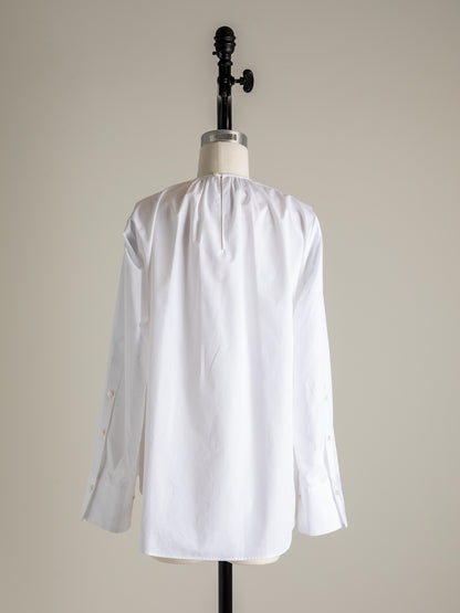 【予約販売】Hope / deres thomas maison cotton drape blouse （BLACK/OFF-WHITE）