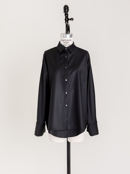 【PRE ORDER】Mariela/double layered shirt jacket Black