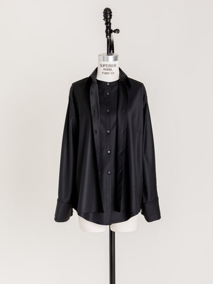Mariela/double layered shirt jacket Black