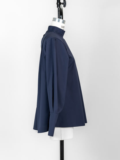 【予約販売】Valentina / blooming embroidery blouse (NAVY×NAVY / WHITE×SMORKY BLUE)