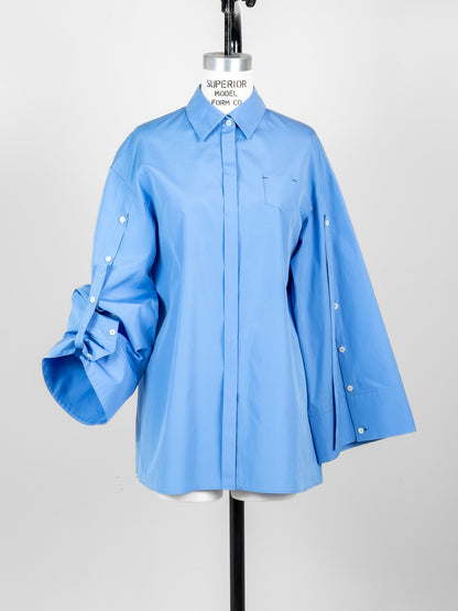 【予約販売】Mia / deres thomas mason 6way sleeve shirt  (STRIPE/ INDIGO / CLEAR BLUE)