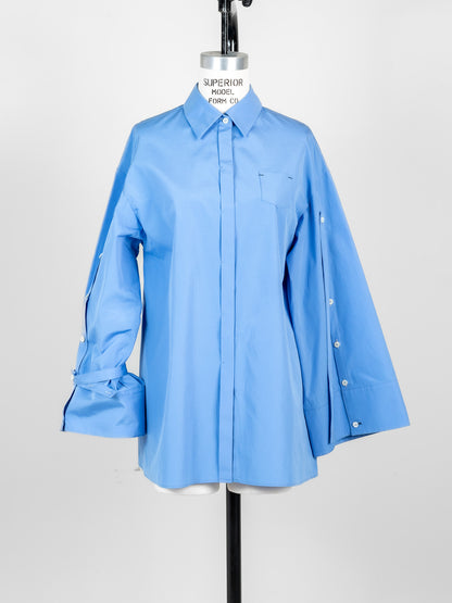 【予約販売】Mia / deres thomas mason 6way sleeve shirt  (STRIPE/ INDIGO / CLEAR BLUE)