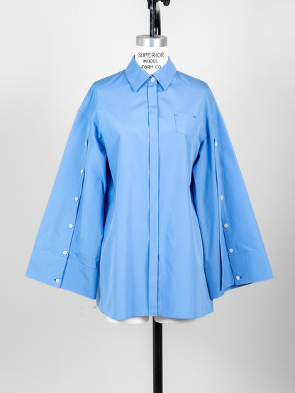 【予約販売】Mia / deres thomas mason 6way sleeve shirt  (STRIPE/ INDIGO / CLEAR BLUE)