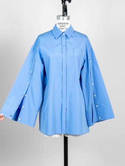 【予約販売】Mia / deres thomas mason 6way sleeve shirt  (STRIPE/ INDIGO / CLEAR BLUE)