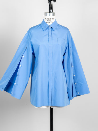 【予約販売】Mia / deres thomas mason 6way sleeve shirt  (STRIPE/ INDIGO / CLEAR BLUE)