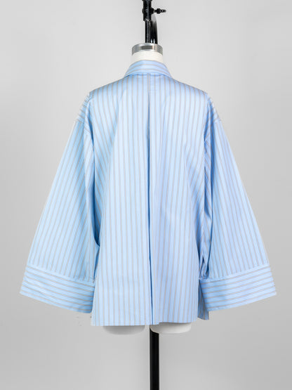 【予約販売】Mia / deres thomas mason 6way sleeve shirt  (STRIPE/ INDIGO / CLEAR BLUE)