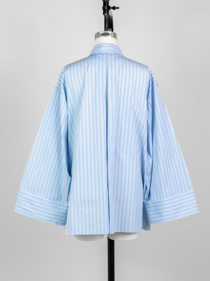 Mia / deres thomas mason 6way sleeve shirt  (STRIPE/ INDIGO / CLEAR BLUE)