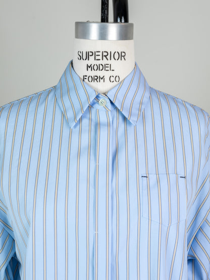【予約販売】Mia / deres thomas mason 6way sleeve shirt  (STRIPE/ INDIGO / CLEAR BLUE)