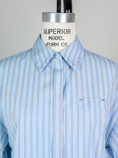 Mia / deres thomas mason 6way sleeve shirt  (STRIPE/ INDIGO / CLEAR BLUE)