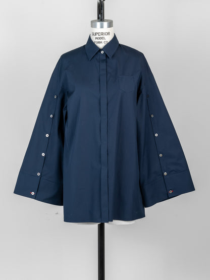 【予約販売】Mia / deres thomas mason 6way sleeve shirt  (STRIPE/ INDIGO / CLEAR BLUE)