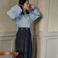 Mia / deres thomas mason 6way sleeve shirt  (STRIPE/ INDIGO / CLEAR BLUE)