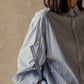 Mia / deres thomas mason 6way sleeve shirt  (STRIPE/ INDIGO / CLEAR BLUE)