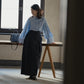 Mia / deres thomas mason 6way sleeve shirt  (STRIPE/ INDIGO / CLEAR BLUE)