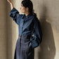 Mia / deres thomas mason 6way sleeve shirt  (STRIPE/ INDIGO / CLEAR BLUE)
