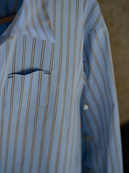 【予約販売】Mia / deres thomas mason 6way sleeve shirt  (STRIPE/ INDIGO / CLEAR BLUE)