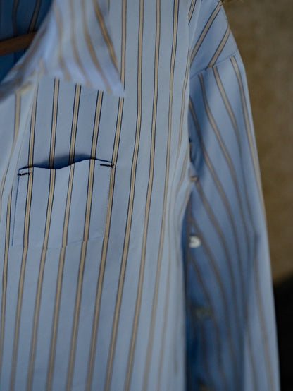 Mia / deres thomas mason 6way sleeve shirt  (STRIPE/ INDIGO / CLEAR BLUE)