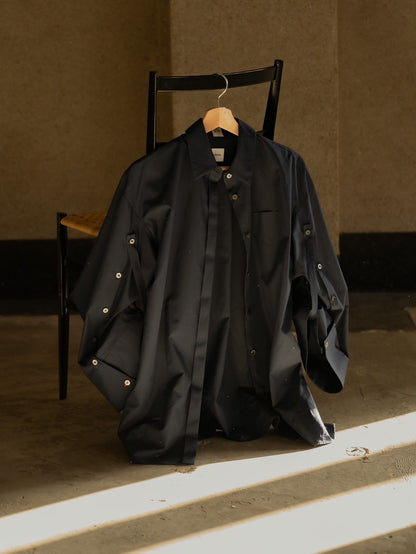 【予約販売】Mia / deres thomas mason 6way sleeve shirt  (STRIPE/ INDIGO / CLEAR BLUE)