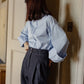 Mia / deres thomas mason 6way sleeve shirt  (STRIPE/ INDIGO / CLEAR BLUE)