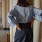 Mia / deres thomas mason 6way sleeve shirt  (STRIPE/ INDIGO / CLEAR BLUE)