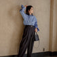 Mia / deres thomas mason 6way sleeve shirt  (STRIPE/ INDIGO / CLEAR BLUE)