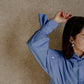 Mia / deres thomas mason 6way sleeve shirt  (STRIPE/ INDIGO / CLEAR BLUE)