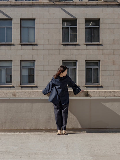 【予約販売】Mia / deres thomas mason 6way sleeve shirt  (STRIPE/ INDIGO / CLEAR BLUE)
