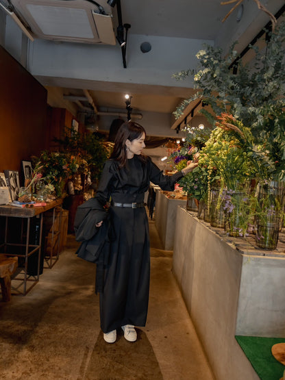 【予約販売】Greta / first step skirt （BLACK/OFF-WHITE)