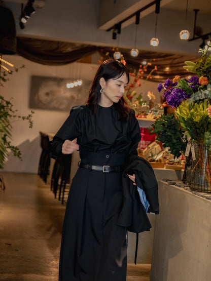 【予約販売】Greta / first step skirt （BLACK/OFF-WHITE)
