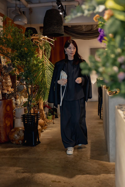 【予約販売】Greta / first step skirt （BLACK/OFF-WHITE)