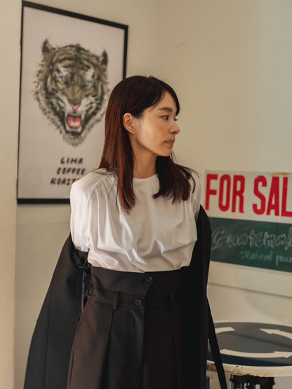Hope / deres thomas maison cotton drape blouse （BLACK/OFF-WHITE）