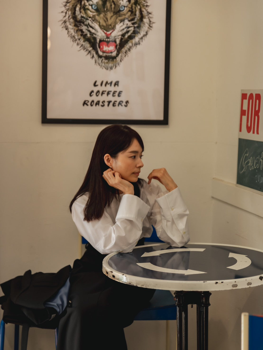 Hope / deres thomas maison cotton drape blouse (BLACK/OFF-WHITE)