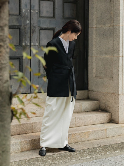 Greta / first step skirt （BLACK/OFF-WHITE)