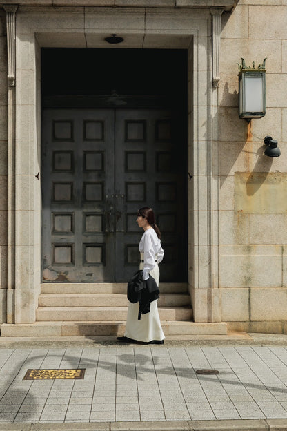 Greta / first step skirt （BLACK/OFF-WHITE)