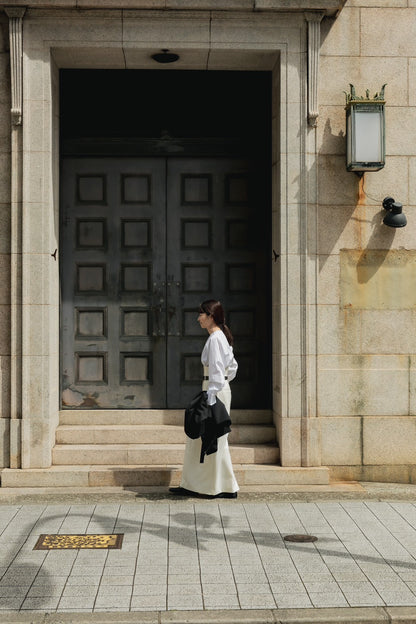 【予約販売】Greta / first step skirt （BLACK/OFF-WHITE)
