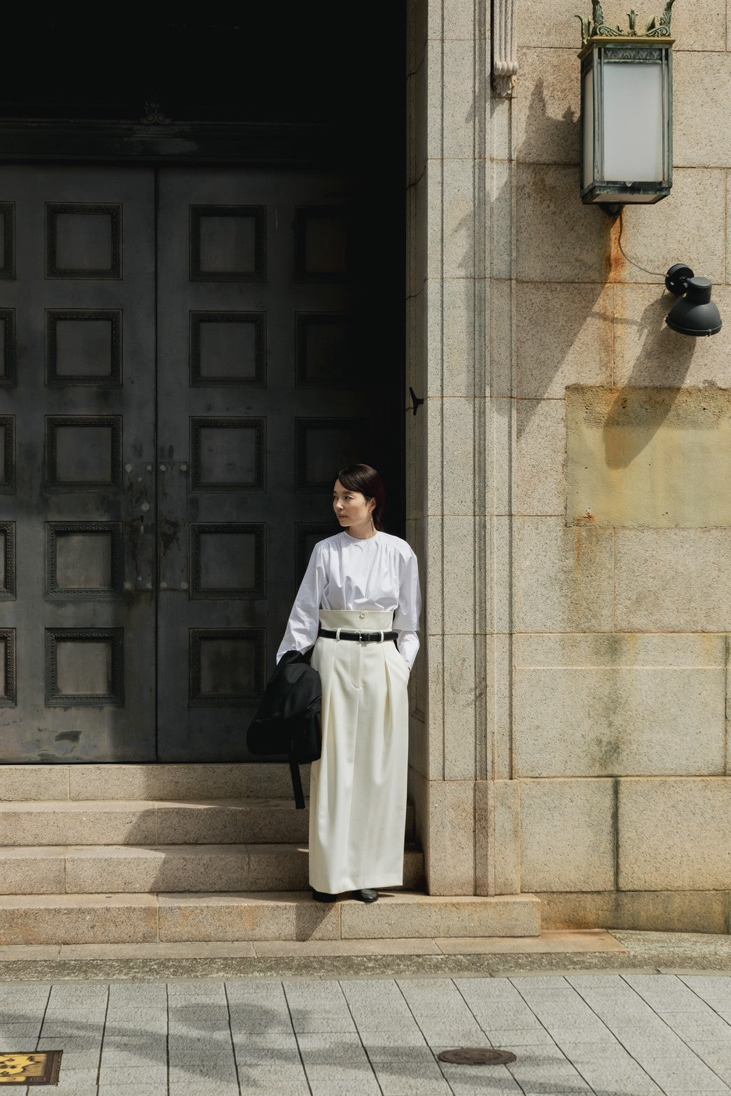 Greta / first step skirt (BLACK/OFF-WHITE)
