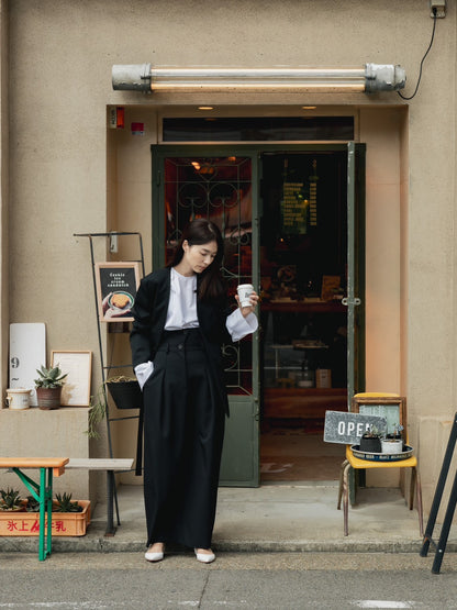 【予約販売】Hope / deres thomas maison cotton drape blouse （BLACK/OFF-WHITE）